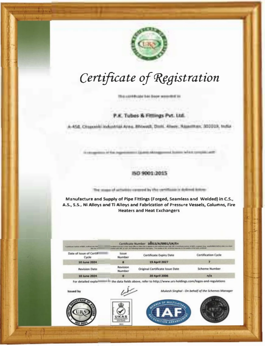 ISO 9001:2015 — Certificate of Registration — Quality Management