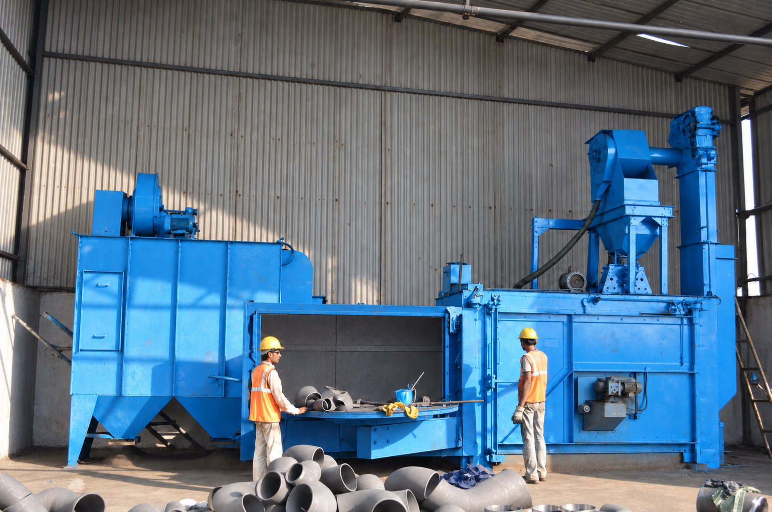 Shot-blasting and surface-preparation machine at the manufacturing facility.