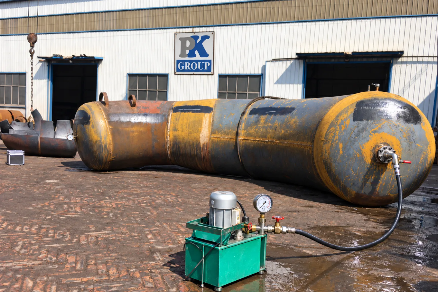 Hydrotest equipment at P.K. Tubes & Fittings.